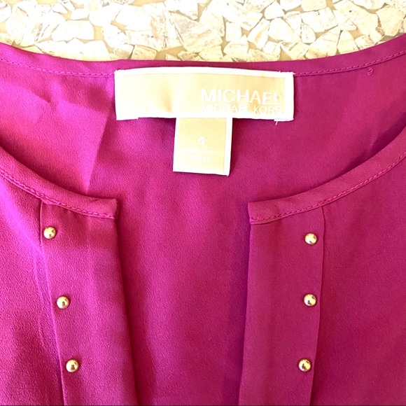 Fuchsia Michael Kors gold studded blouse beautiful Excellent condition. - Picture 5 of 7